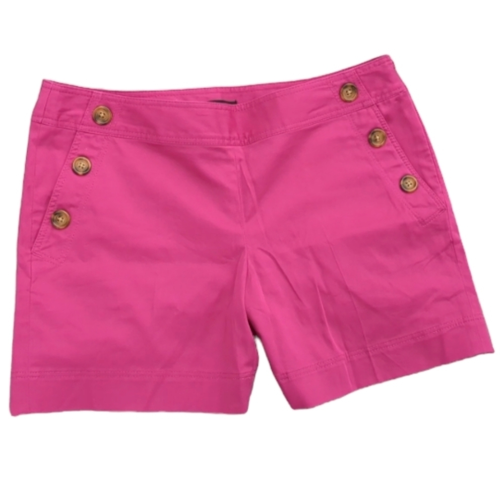 ANN Taylor Signature Pink High Waisted Sailor Shorts Sz 4 Double Button Summer - Picture 1 of 9